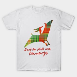 Deck the Halls Christmas Carol Pteradactyl Dinosaur T-Shirt